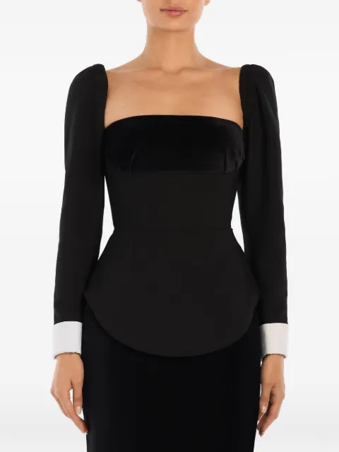 POST MERIDIEM velvet long-sleeve top Black LONGSLEEVEVELVETDETAILTOPBLACK