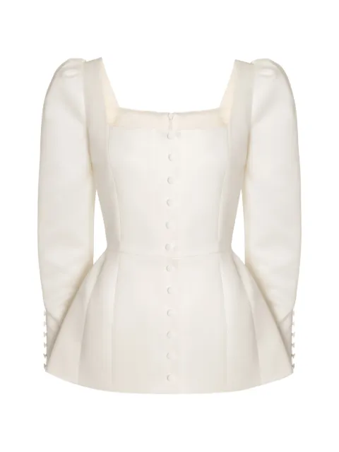 POST MERIDIEM square-neck top Neutrals SATINLONGSLEEVETOPMILK