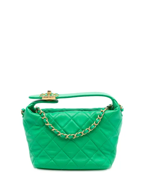 CHANEL Pre-Owned 2019 Small Quilted Lambskin Perfect Meeting Hobo satchel Green FQWFDFJ8RAR60JNS