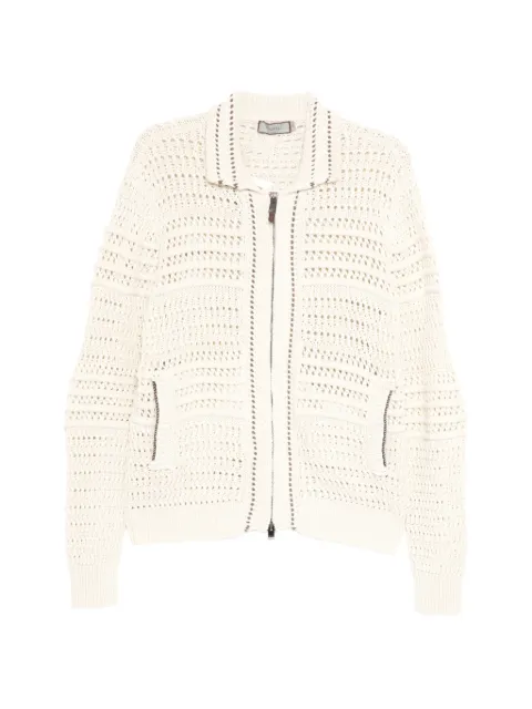 Canali zip knitted cardigan Neutrals MK02474C1194