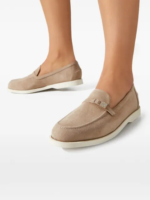 Le Silla Tower crystal-embellished strap loafers Neutrals 6134E020MGPPVEL185