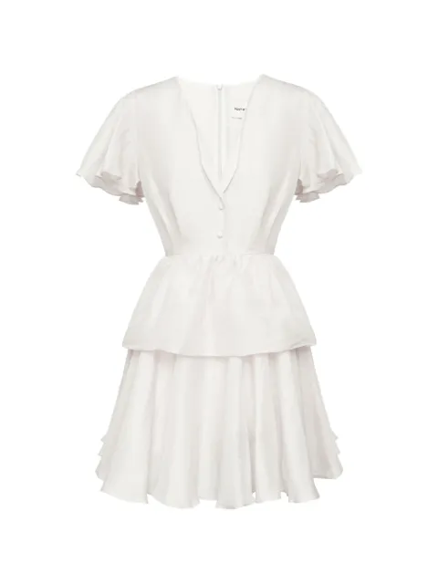 POST MERIDIEM ruffled mini dress White MINIDRESSWITHPEPLUMANDRUFFLESLEEVESMILK