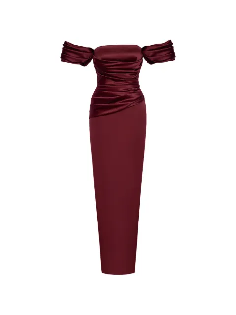 POST MERIDIEM draped maxi dress Red MAXIDRESSWITHDRAPEDBODICEANDSLEEVESBURGUNDY