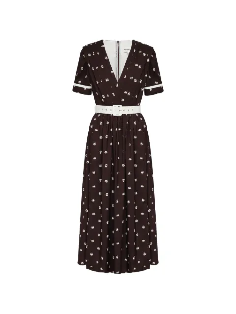 POST MERIDIEM midi pleated dress Brown SLITSKIRTDRAPEDWRAPMIDIDRESSBURGUNDY