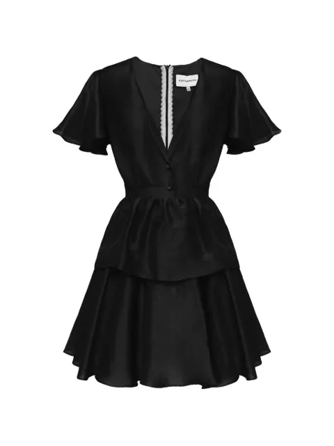 POST MERIDIEM ruffled-sleeves mini dress Black MINIDRESSWITHPEPLUMANDRUFFLESLEEVESBLACK