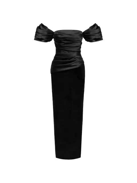 POST MERIDIEM draped-sleeves maxi dress Black MAXIDRESSWITHDRAPEDBODICEANDSLEEVESBLACK