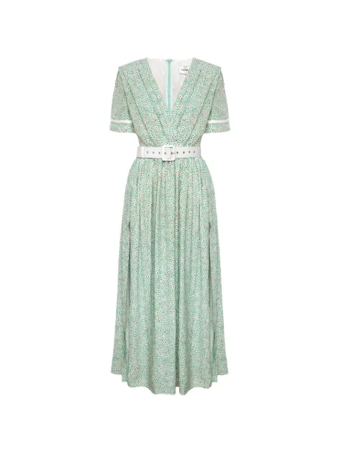 POST MERIDIEM side-split midi dress Green SLITSKIRTDRAPEDWRAPMIDIDRESSGREEN