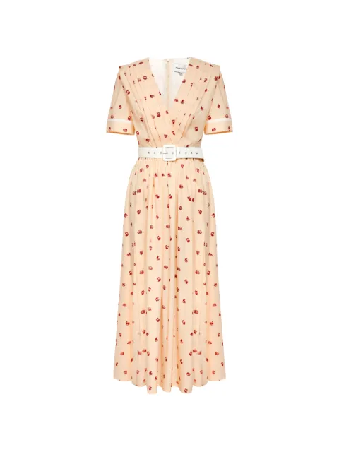 POST MERIDIEM side-split dress Neutrals SLITSKIRTDRAPEDWRAPMIDIDRESSLIGHTYELLOW