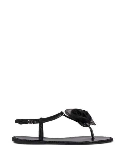 Le Silla rose-applique flat sandals Black 1219F020MTPPNEM