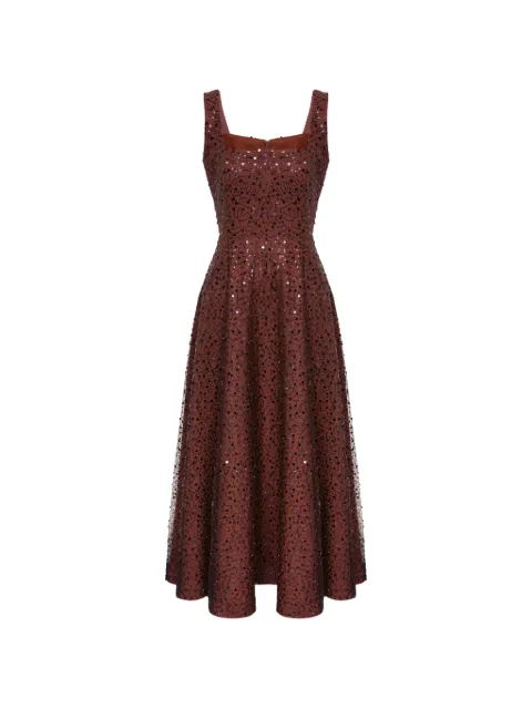 POST MERIDIEM sequin-embellished maxi dress Brown EMBELLISHEDMIDIDRESSWITHSEQUINSANDBEADSCHOCOLATE