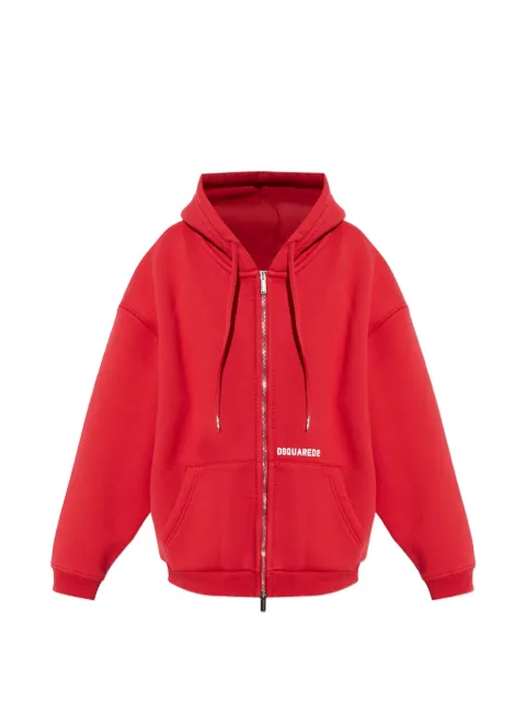DSQUARED2 zip-up logo-detail hoodie Red S75HG0115D25027