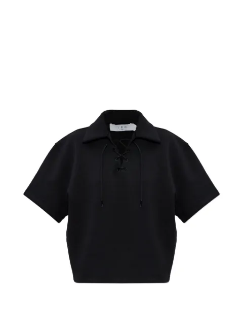 IRO lace-up polo top Black WP14VANILIE