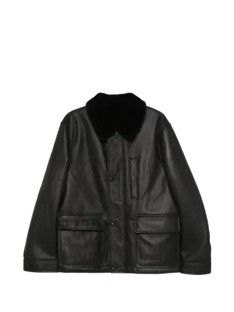 Yves Salomon collared pocket leather jacket Black 26WHV60770MSIS