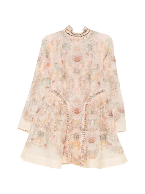 ZIMMERMANN Rebellion beaded floral-print mini dress Pink 6590DC261