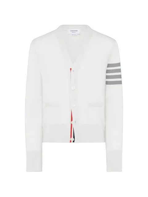 Thom Browne merino wool 4-Bar classic V-neck cardigan White MKC002AY1014