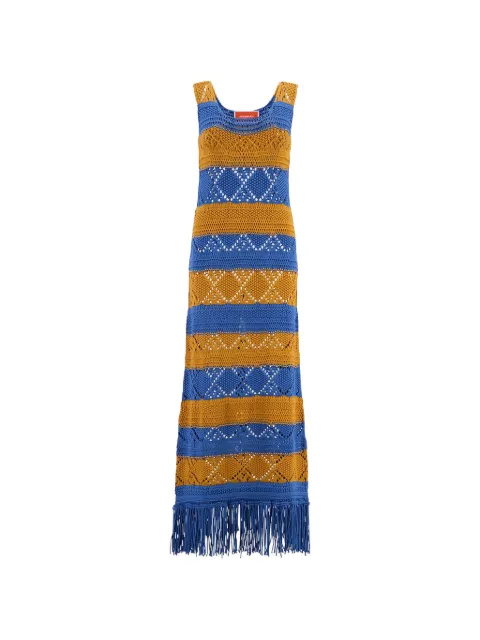 La DoubleJ open stitch fringed dress Blue DRE0690KNI105VA230BU05