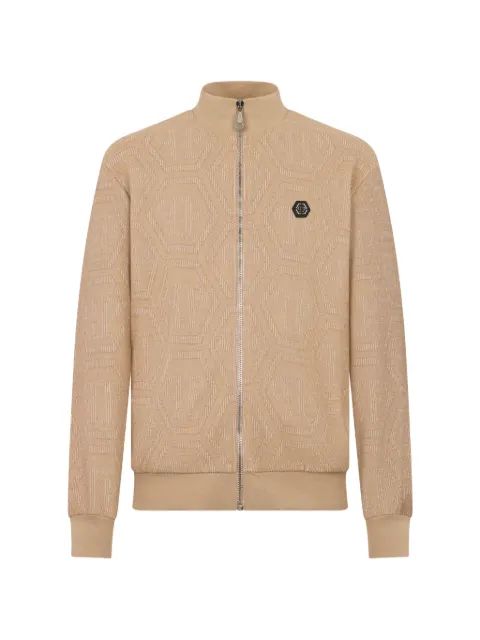 Philipp Plein jacquard monogram tracksuit jacket Neutrals SAFCMJB3943PTE021N