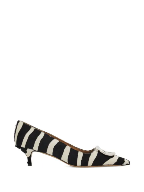 Ferragamo maxi Gancini zebra buckle pumps White 790910