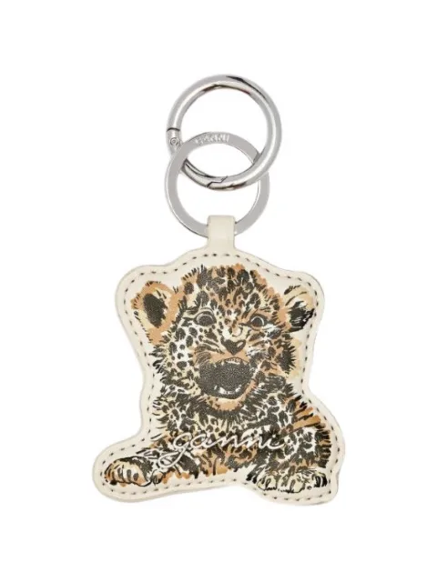 GANNI baby leopard-print keyring Neutrals A7193