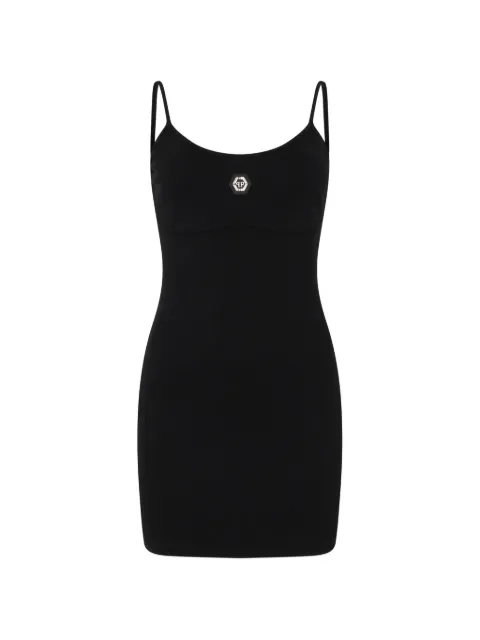 Philipp Plein mini crystal hexagon ribbed dress Black M2SAFCWTG0635PTE004N02