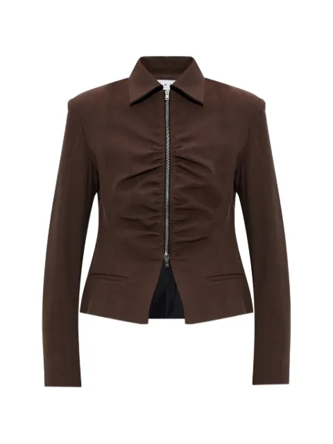 IRO ruched zip-up jacket Brown WP07HELVINA