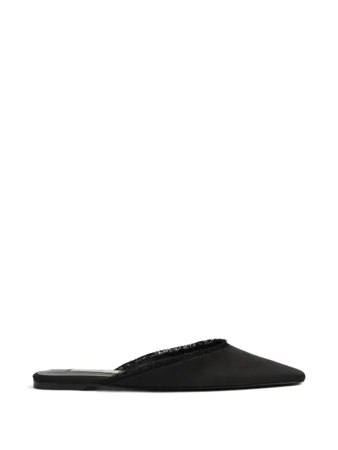 TOTEME frayed satin lounge slippers Black 261WAS0279FB0401001