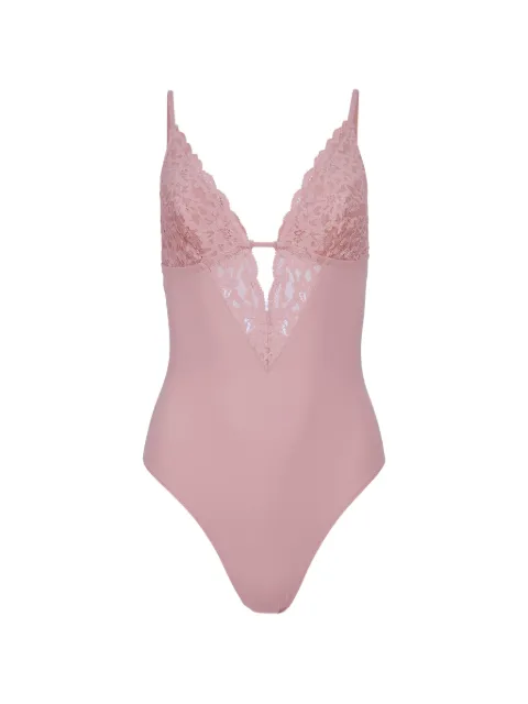Fleur Du Mal Charlotte 3-Way lace V-neck bodysuit Pink BS03328300