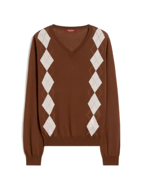 Max Mara argyle V-neck sweater Brown 2616361011600