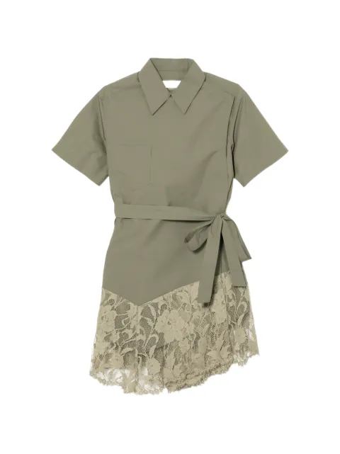 Toga lace-detail belted top Green TP261FJ23509