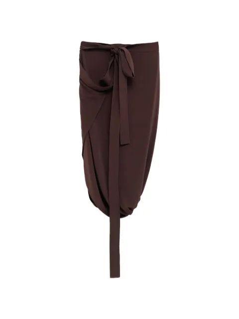 LEMAIRE tie-detail draped midi skirt Brown SK1069LJ1050