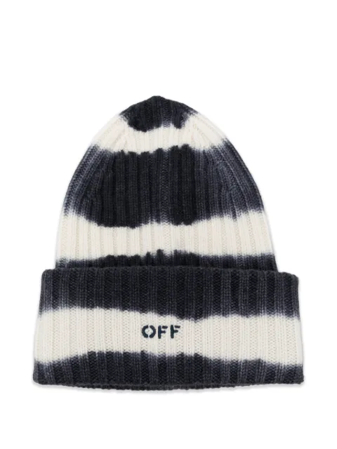 Off-White tie-dye ribbed-knit beanie hat White OWLC01BF25KNI0024801