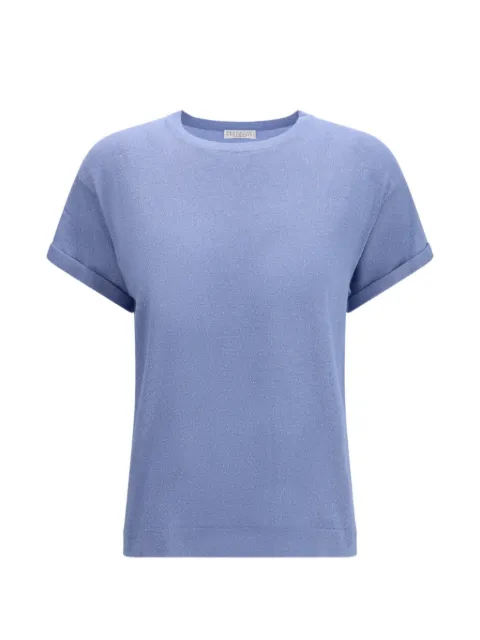 Brunello Cucinelli sparkling cashmere and silk lightweight knit T-shirt Blue M41810000C9135