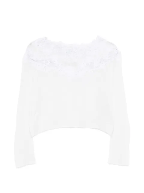 Ermanno Scervino lace-trim sweater White D485M305APKFX