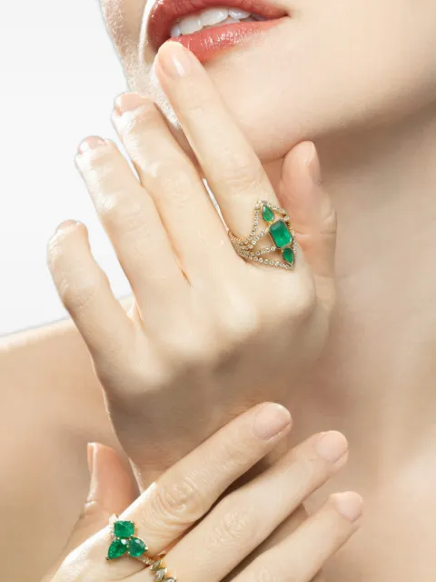 SHAY Deco emerald and diamond stacked ring Gold SR553107084