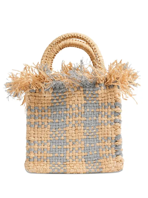 Pamela Munson mini Check Mate woven tote bag Neutrals R26HB011