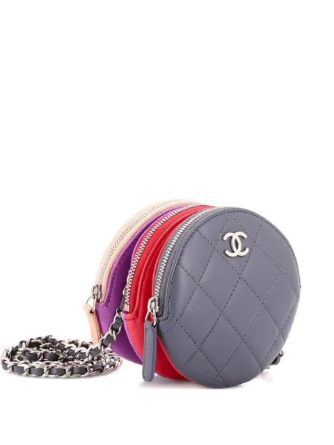 CHANEL Pre-Owned Round Compartment Clutch with Chain Quilted Lambskin crossbody bag Grey D8A9HRTVWY61K4AU