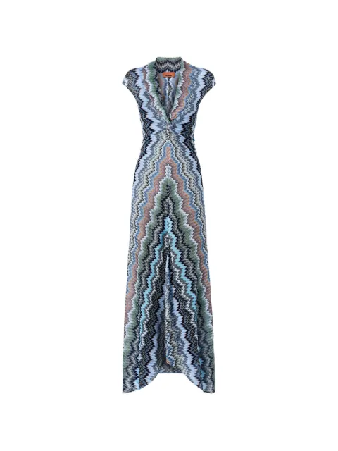 Missoni Chevron V-neck maxi dress Blue DS26SG2KBR014T