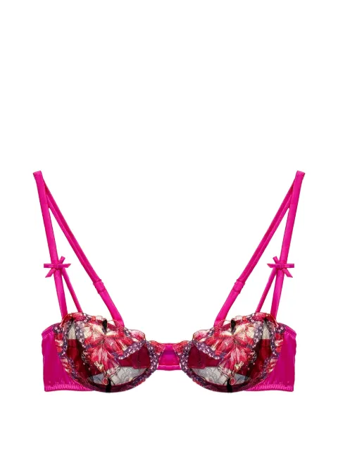 Fleur Du Mal butterfly embroidery balconette bra Pink BR03561070