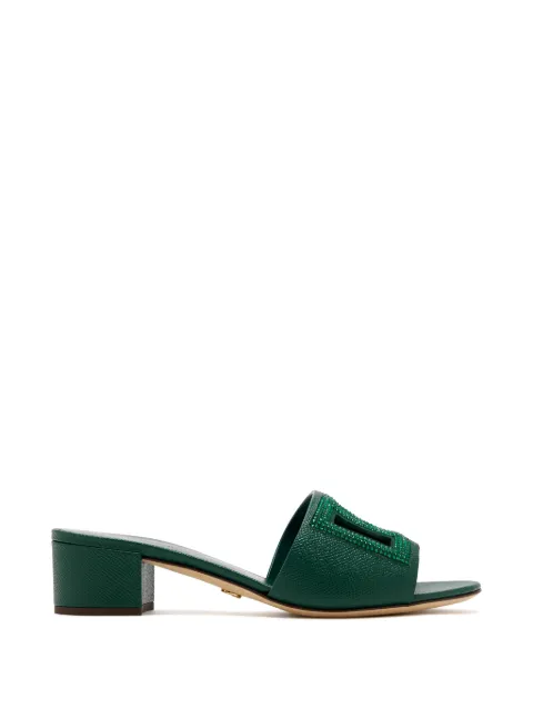 Dolce & Gabbana mules in Dauphine calfskin, suede and rhinestones Green CR1938A0217