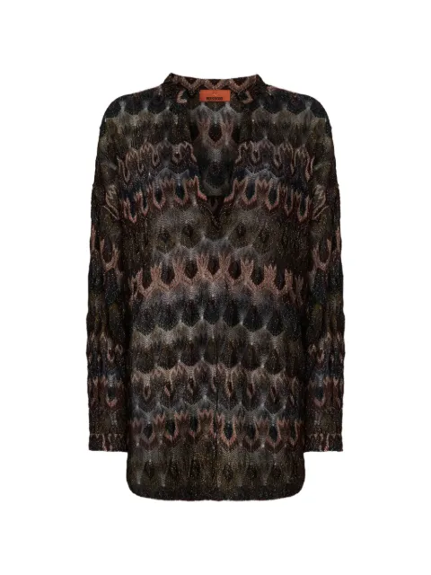 Missoni arabesque-pattern V-neck textured blouse Black DS26SJ01BR014Q