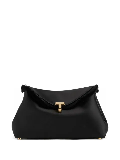 TOTEME mini T-lock frayed clutch bag Black 261WAL0085FB0227001