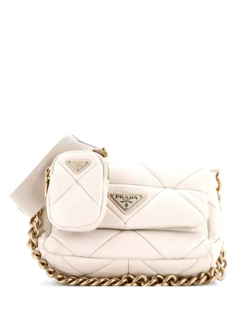 Prada Pre-Owned System Flap Quilted Nappa Leather Small shoulder bag White 5FIVX1GA110Z72VU