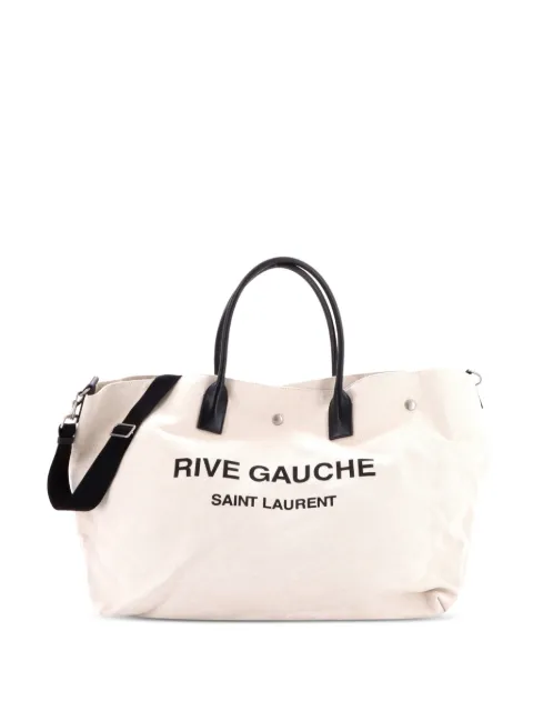Saint Laurent Pre-Owned Rive Gauche Shopper Canvas Maxi tote bag Neutrals DNS6GQ3RZW4TT248