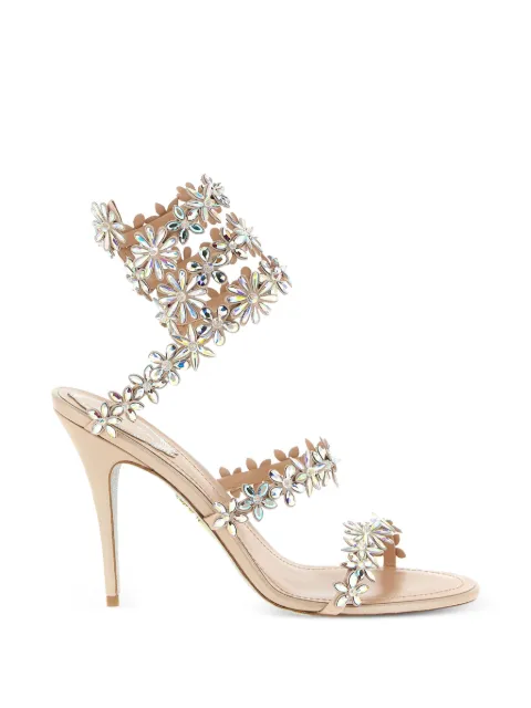 René Caovilla Eva floral crystal sandals Neutrals C12691100