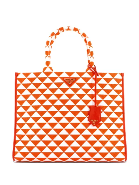 Prada Pre-Owned Symbole Shopper Jacquard Large tote bag Orange ODOUKNEKGF8NL1HH