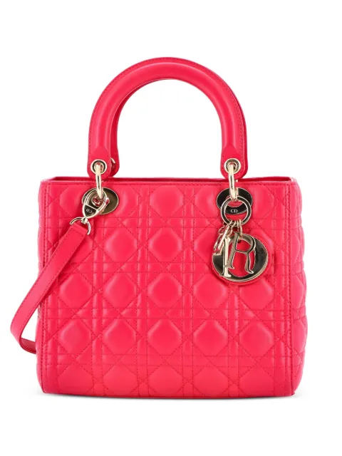Christian Dior Pre-Owned Lady Dior Bag Cannage Quilt Lambskin Medium satchel Pink 3TN09QVY43HA710S