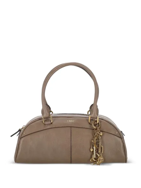 Chloé logo-charm leather shoulder bag Brown CH26SS955Q86