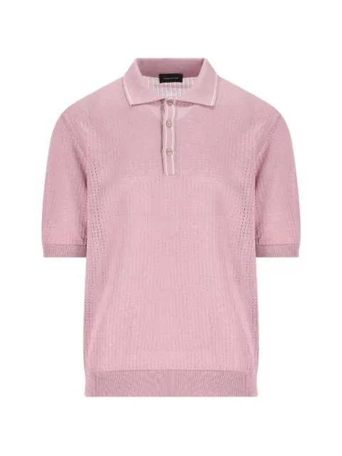 Tagliatore openwork buttoned polo shirt Pink HILLLILLA