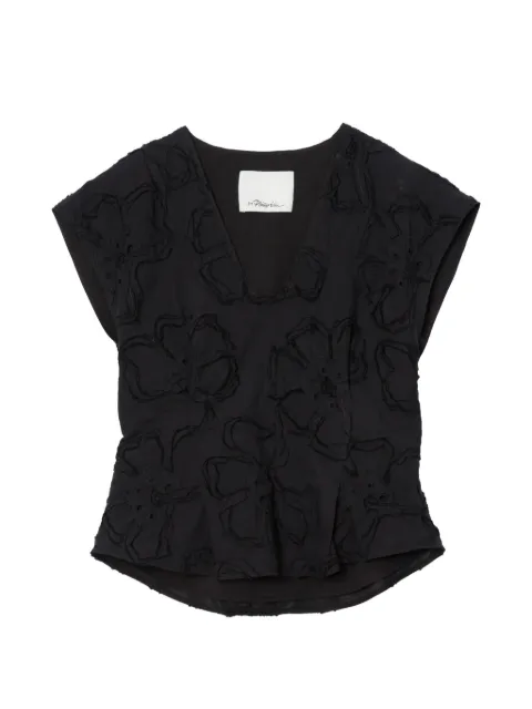 3.1 Phillip Lim floral V-neck blouse Black S26221811TFE