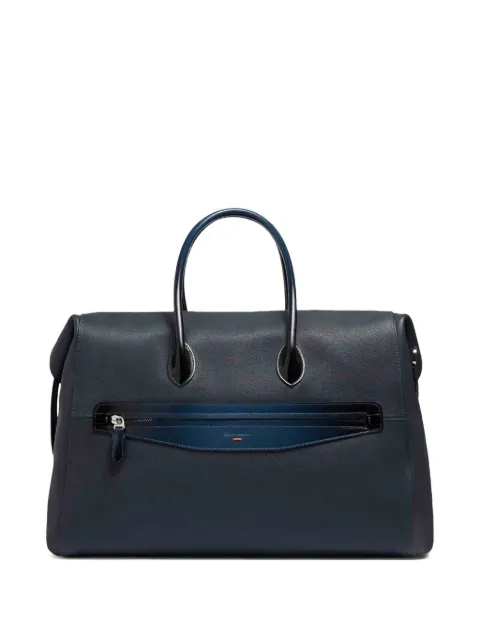 Santoni double-zip leather travel bag Blue UIBBA2646BSACSU